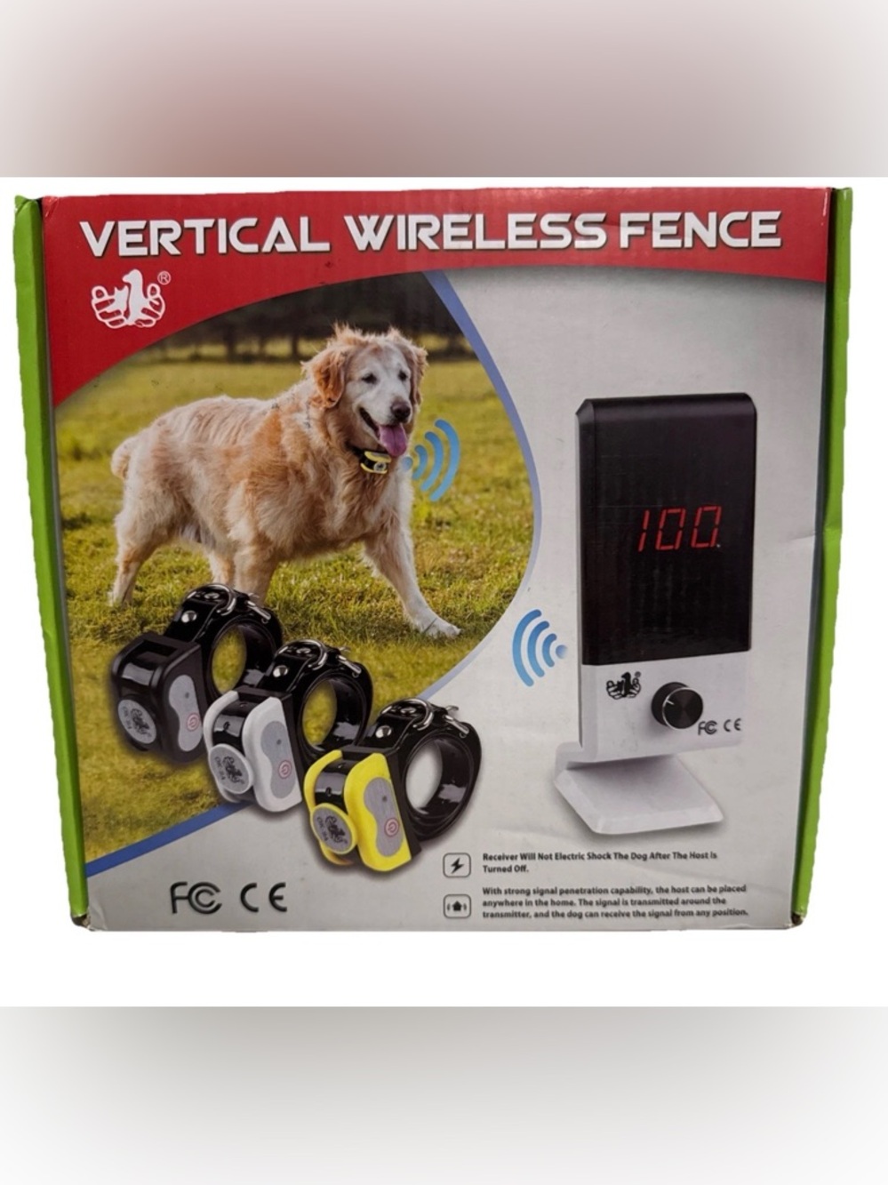 Vertical Wireless Dog Fence System 1000ft Range with 3 Waterproof Collars NEW
